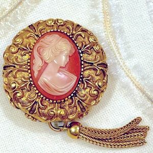 Vintage Florenza Carved Cameo Tape Measure.
